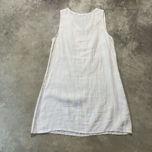 Alessia Pacini Linen Dress Women Small Beige Sleeveless Linen Embroidered Resort - Picture 5 of 9